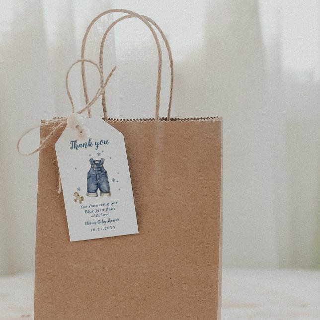 Dankeschön für die Baby-Party in Blue Jeans Geschenkanhänger (Von Creator hochgeladen)