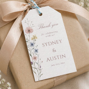 Dankeschön für die elegante Wildblumen-Hochzeitssh Geschenkanhänger