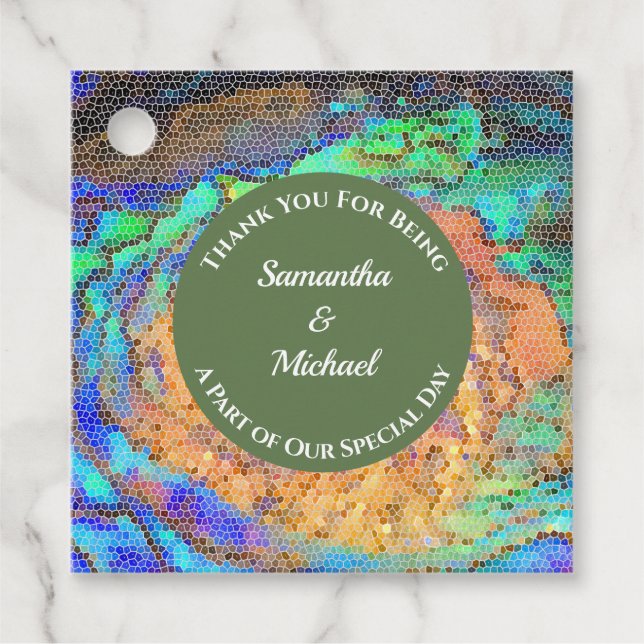 Dankeschön für die Hochzeit an Mosaic Neon Geschenkanhänger (Vorderseite)