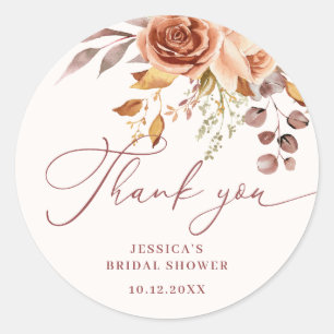 Dankeschön für Herbst-Blumen-Hochzeitsshower Runder Aufkleber