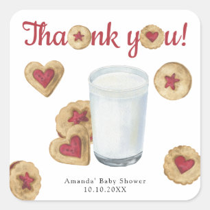 Dankeschön für Milch und Kekse zur Babyparty Quadratischer Aufkleber