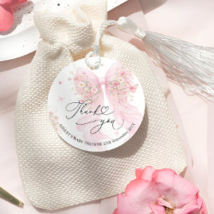 Dankeschön für Pink Bow Wildflower Baby Shower Geschenkanhänger