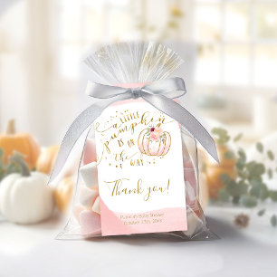 Dankeschön für Pink Gold Kürbis Herbst Baby Shower Geschenkanhänger
