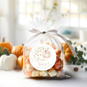 Dankeschön für rosa-goldenen Kürbis-Herbst-Baby-Pa Runder Aufkleber