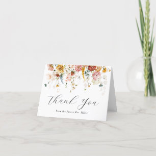 Dankeschön für Vintage-Blumen-Brautparty Dankeskarte