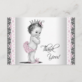 Dankeschön für Vintage-Prinzessin-Baby-Party Dankeskarte
