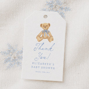 Dankeschön für Vintage-Teddybär-Baby-Shower Geschenkanhänger