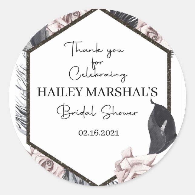 Dankeschön, Gefallen Tag, Boho, BRAUTPARTY Runder Aufkleber (Vorderseite)