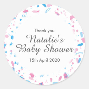 Dankeschön-Geschenk für Baby Shower Konfetti Runder Aufkleber