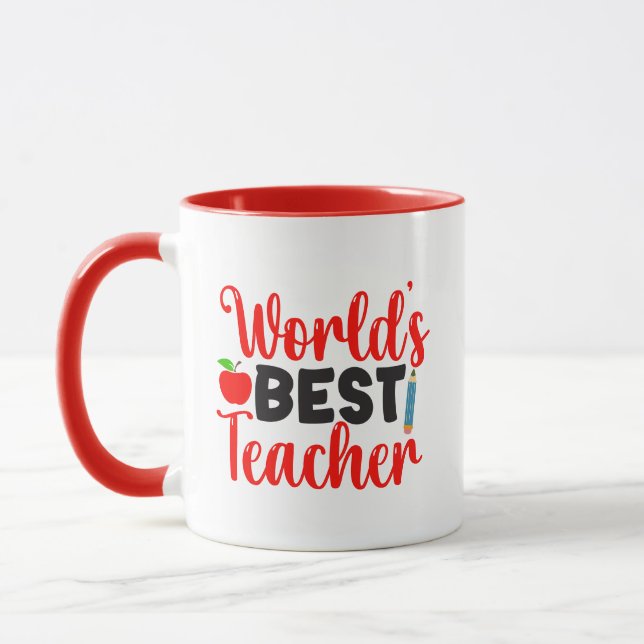 Dankeschön-Geschenk Weltbester Lehrer Tasse (Links)