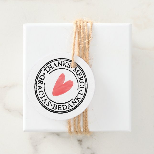 Dankeschön-Geschenkanhänger - Süßes rotes Herz run Geschenkanhänger (Beispiel)