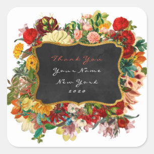 Dankeschön-Geschenkname Gold Glitter Vip Rosen Flo Quadratischer Aufkleber