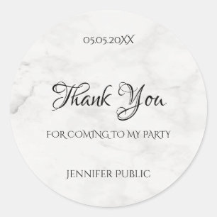 Dankeschön Handschrift-Schriftvorlage Marble Chic Runder Aufkleber