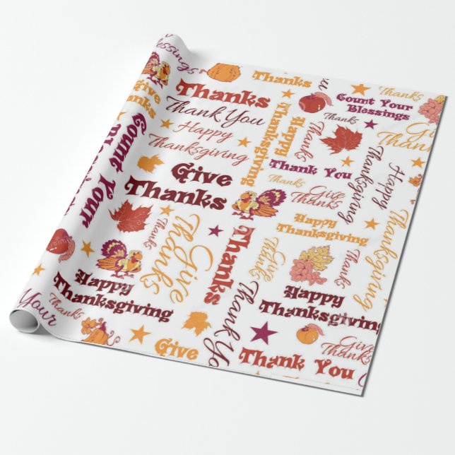 Dankeschön - Happy Thanksgiving Day Geschenkpapier (Ungerollt)