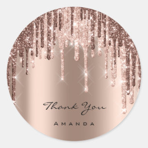 Dankeschön Hochzeit 16th Braut Rose Glitter Funkel Runder Aufkleber