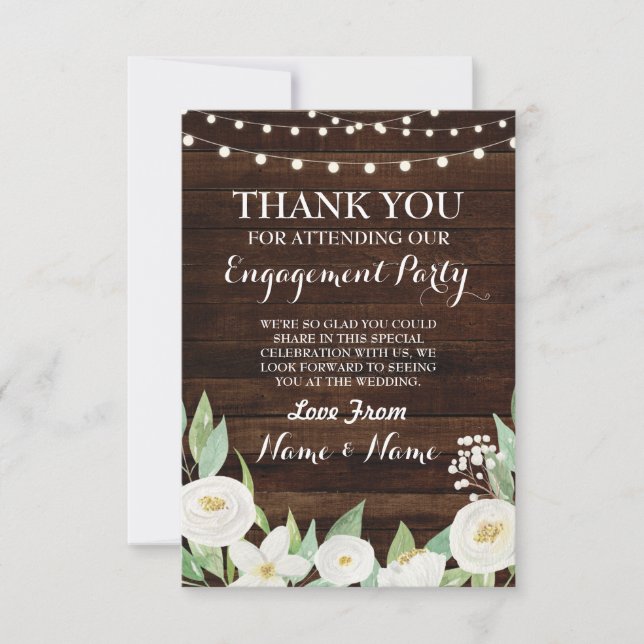 Dankeschön Ihre Karte Hochzeit Wood White Blume (Vorderseite)