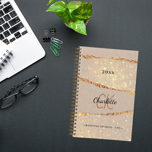Dankeschön Journal Rose Gold in Beige Monogramm Notizbuch (Von Creator hochgeladen)