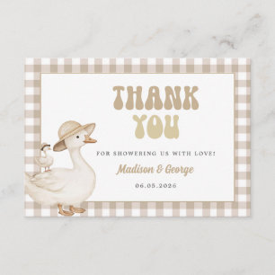 Dankeschön-Karte für Beige Silly Goose Baby Shower Begleitkarte