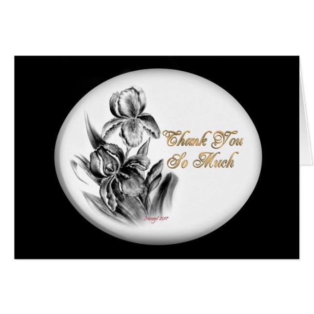 Dankeschön Karte ,Iris Sketch (Vorderseite (Horizontal))