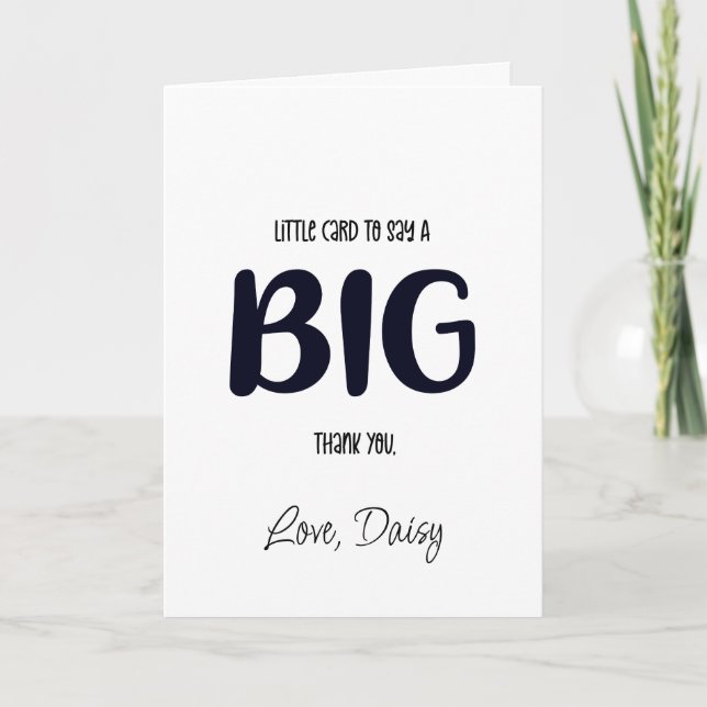 Dankeschön Karte, kleine Karte, um ein großes Dank Karte (Vorderseite)