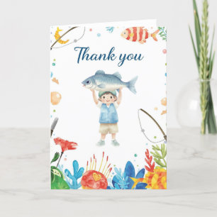 Dankeschön-Karte mit Junge Angeln Dankeskarte
