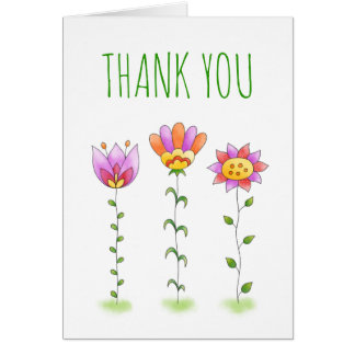 Dankeschön Karte mit Niedlichen handgemalten Blume