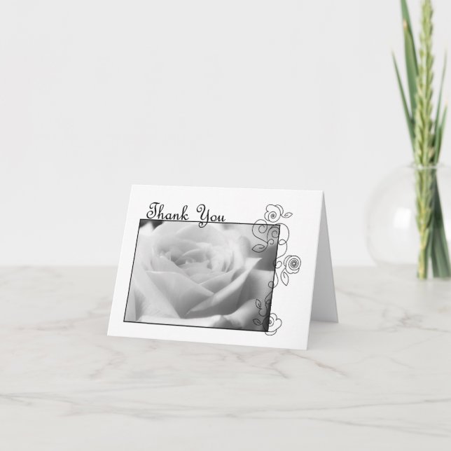 Dankeschön Karte mit White Rose (Vorderseite)