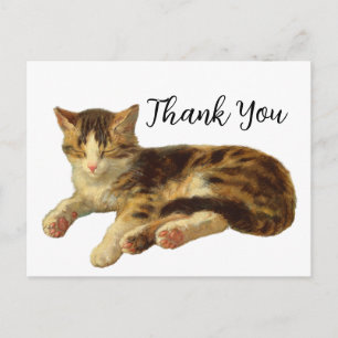 Dankeschön-Kunst für Vintage-Victorian-Katzennicke Postkarte