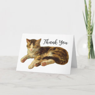 Dankeschön-Kunst mit Vintage viktorianischer Katze Dankeskarte