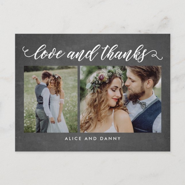 Dankeschön Liebe Danke, Postcard Chalkboard Postkarte (Vorderseite)