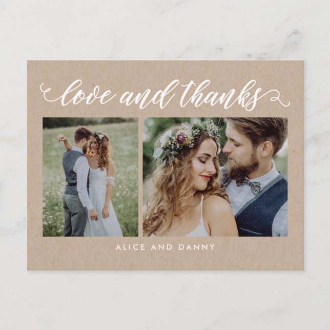 Dankeschön Liebe Danke Postcard Kraft Postkarte (Vorderseite)