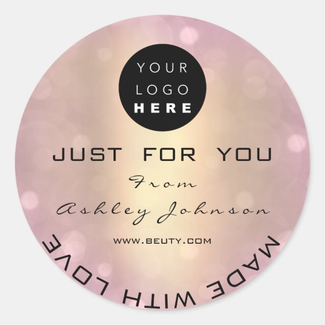 Dankeschön Logo aus Liebe Gold Rose Runder Aufkleber (Vorderseite)