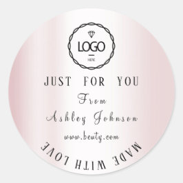 Dankeschön Logo aus Liebe Rosa Runder Aufkleber