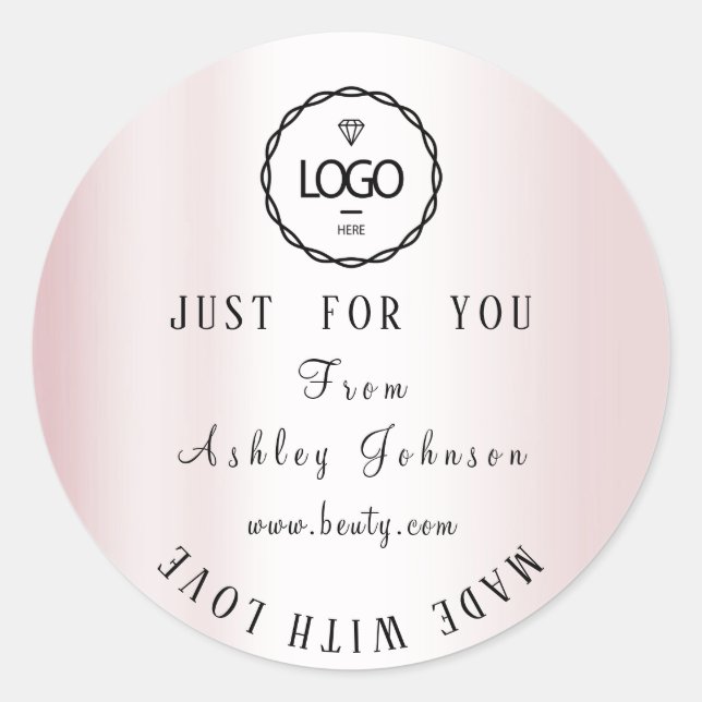 Dankeschön Logo aus Liebe Rosa Runder Aufkleber (Vorderseite)