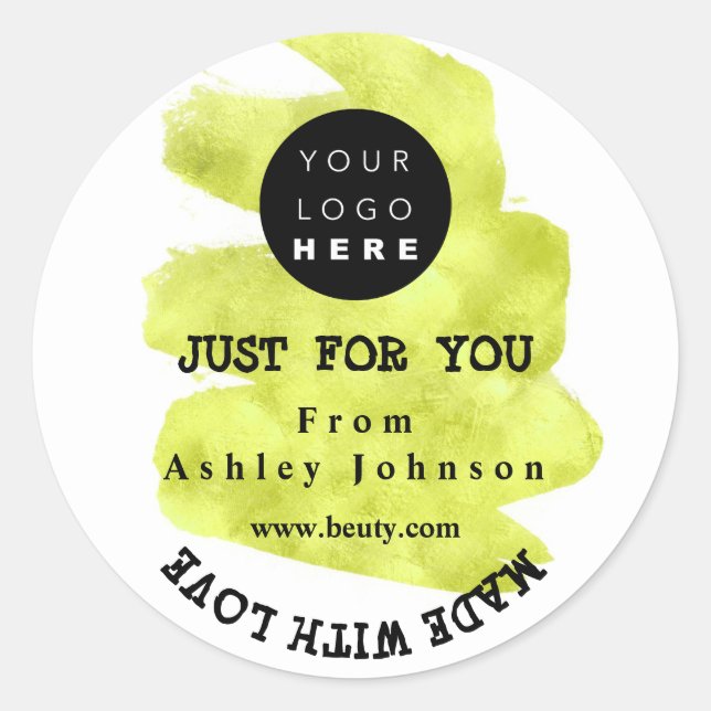 Dankeschön Logo aus Liebe Schlaganfällen grün Runder Aufkleber (Vorderseite)