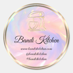Dankeschön Logo Küche Kochen Koch Holograph Pink Runder Aufkleber