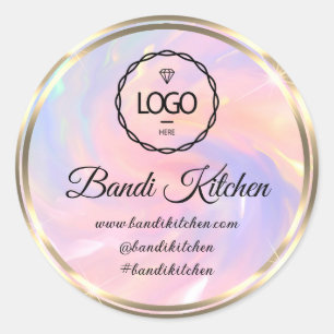 Dankeschön Logo Küche Kochen Koch Holograph PinkGo Runder Aufkleber