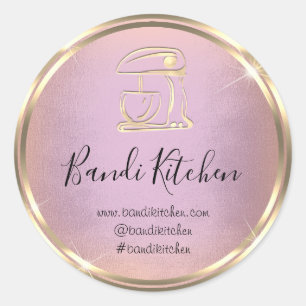 Dankeschön Logo Küche Kochen Koch Rose Gold Rahmen Runder Aufkleber