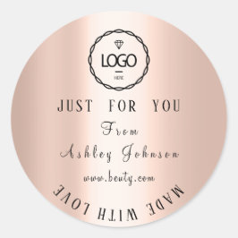 Dankeschön Logo mit Liebe Blush Rose Runder Aufkleber