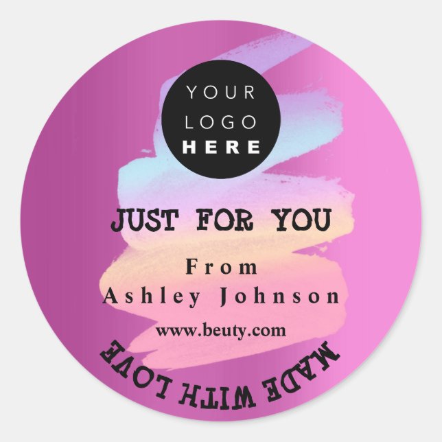 Dankeschön Logo mit Liebe Schlaganfällen Pink Berr Runder Aufkleber (Vorderseite)