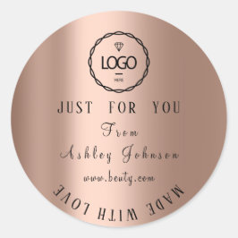 Dankeschön Logo mit Minimalismus-Rose der Liebe Runder Aufkleber