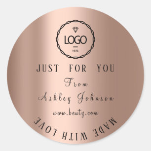 Dankeschön Logo mit Minimalismus-Rose der Liebe Runder Aufkleber