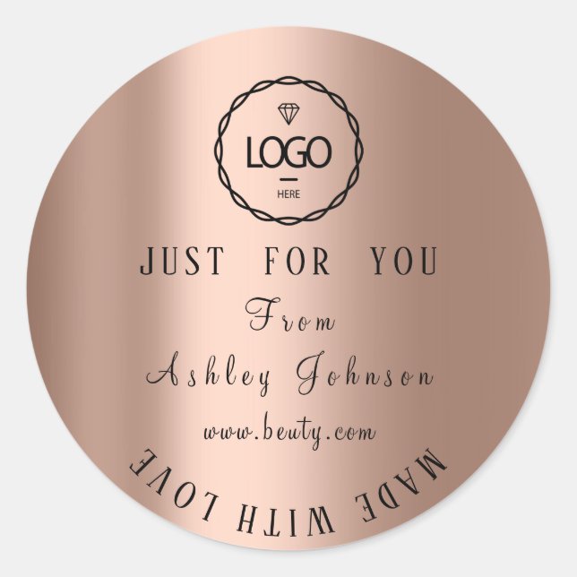 Dankeschön Logo mit Minimalismus-Rose der Liebe Runder Aufkleber (Vorderseite)