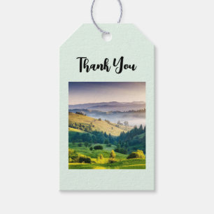 Dankeschön mit hügeliger Landschaftsnaturfotografi Geschenkanhänger