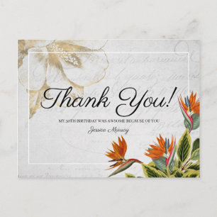Dankeschön mit Vintage-Tropenblumen Postkarte