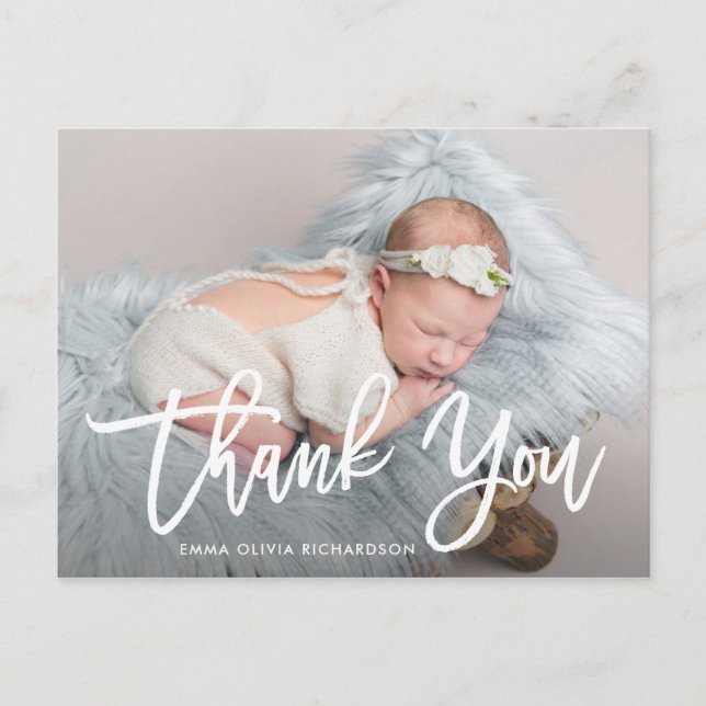 Dankeschön | Moderne Ankündigung von Script Foto B Postkarte (Vorderseite)