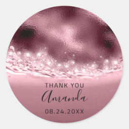Dankeschön Name Datum Brautparty Rose Runder Aufkleber