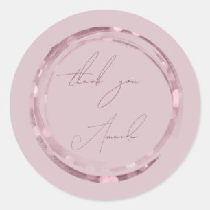Dankeschön Name Siegel Rose Puder Süße 16. Bridal Runder Aufkleber