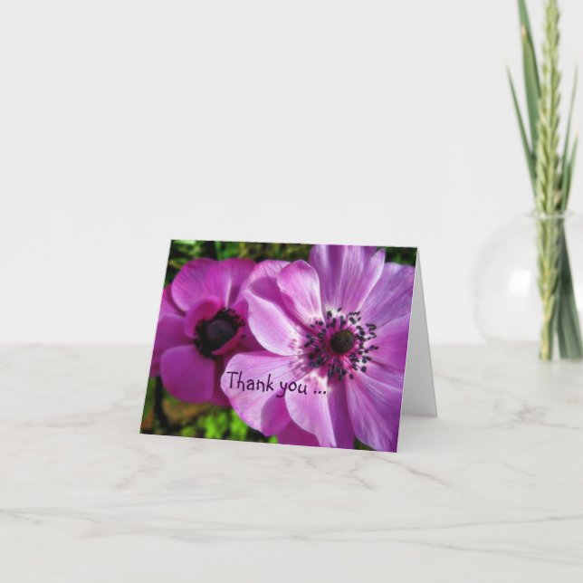 Dankeschön Note Card - Lila Anemone Dankeskarte (Vorderseite)