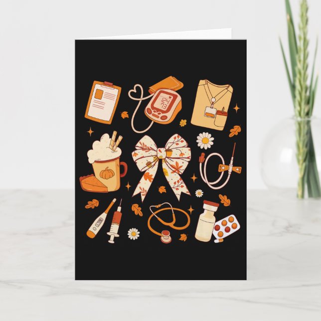 Dankeschön Nurse Fall Stethoscope Coquette Bow Dan Karte (Vorderseite)